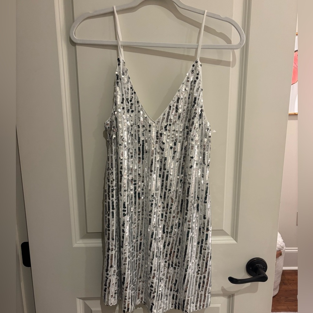 Buddy Love Silver Sequin Slip Dress